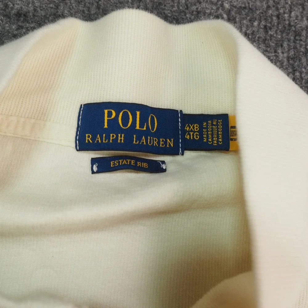 Polo Ralph Lauren Quarter Zip Mens 4XB Estate Rib Cream Solid Pullover Sweater